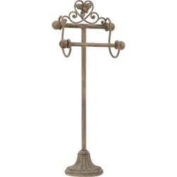 Clayre & Eef WC Rol houder  23x15x59 cm Beige Bruin Ijzer Toiletrolhouder