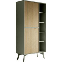 Meubella - Boekenkast Essence - Groen - Licht eiken - 80 cm