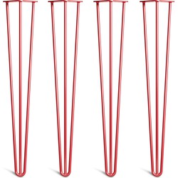 The Hairpin Leg Co. - Heavy Duty Hairpin Poten - Bureau - Eettafel - 12mm - 3x71cm Staven - Rood