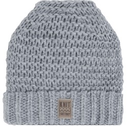 Knit Factory Alex Gebreide Muts Heren & Dames - Big Beanie - Licht Grijs - One Size - Grof gebreid