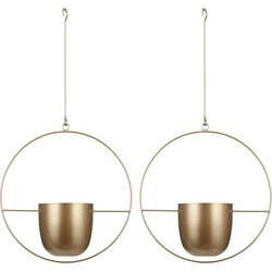 Mica Decorations Plantenpot - 2x - IJzer - goud - L34 x W14 x H65 cm - Plantenpotten