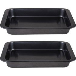 Chef Traiteur Ovenschaal - 2x - rechthoek - 6 Liter - 42 x 29 x 5 cm - met anti-kleef laag - Ovenschalen