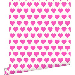 ESTAhome behang harten roze en wit - 53 cm x 10,05 m - 136812