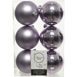 6x Kunststof kerstballen glanzend/mat lila paars 8 cm kerstboom versiering/decoratie - Kerstbal