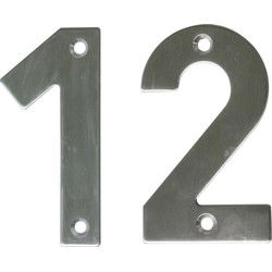 AMIG Huisnummer 12 - massief Inox RVS - 10cm - incl. bijpassende schroeven - zilver - Huisnummers