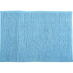 MSV Badkamerkleed/badmat tapijtje voor op de vloer - lichtblauw - 50 x 80 cm - Microvezel - Badmatjes