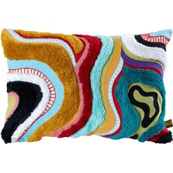 PTMD Sierkussen Courtneay - 60x4x40 cm - Borduurwerk - Blauw
