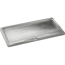 Rechthoekige metalen onderzet bord/kaarsonderzetter zilver 9 x 17 cm - Kaarsenplateaus