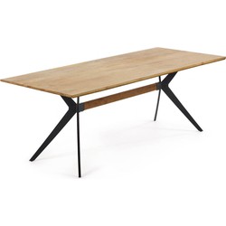 Kave Home - Amethyst tafel in eikenfineer met antieke afwerking en zwart stalen poten 160 x 90 cm