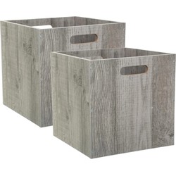 Set van 4x stuks opbergmand/kastmand 29 liter grijs/greywash van hout 31 x 31 x 31 cm - Opbergmanden