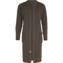 Knit Factory Jaida Lang Gebreid Dames Vest - Cappuccino - 36/38 - Met steekzakken