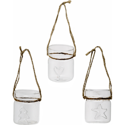 Set van 3 decoratieve hangende kerstvazen in helder glas H7