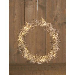 Batterijverlichting metalen krans 30 cm warm wit