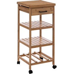 5Five Keukentrolley - met lade - bruin - bamboe hout - 90 x 38 x 37 cm - keukenkast - Opberg trolley