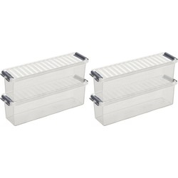 10x Kunststof stapelbare opbergbak 1,3 liter 27 x 8,4 x 9 cm - Opbergbox