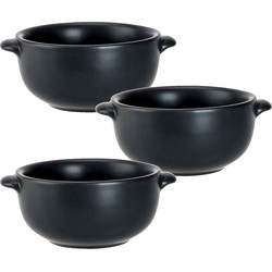 Set van 6x stuks kleine tapas/amuse soepkommetjes zwart van porselein 10 cm rond - Kommetjes