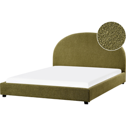 Beliani VAUCLUSE - Tweepersoonsbed-Groen-Bouclé