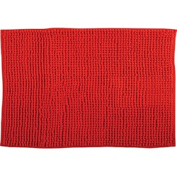 MSV Badkamerkleed/badmat tapijtje voor op de vloer - rood - 50 x 80 cm - Microvezel - Badmatjes