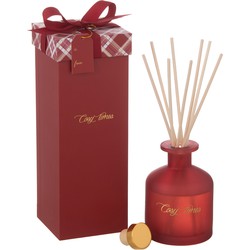 J-line - Geurolie Cosy Times Sapphire Amber Tea 180ml Rood - 8.5x8.5x23.5cm