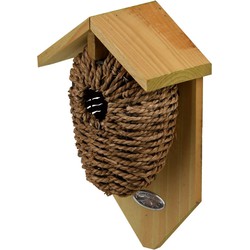 Bruin vogelhuisje voor kleine vogels 26 cm - Vogelhuisjes