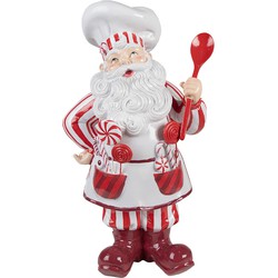 Clayre & Eef Kerstdecoratie Beeld Kerstman 47 cm Rood Wit Kunststof