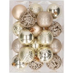 37x stuks kunststof kerstballen licht champagne 6 cm - Kerstbal