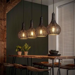 Hanglamp industrieel Armoor 3-lichts ovaal zwart bruin