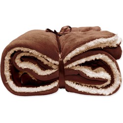 Lars coral fleece/suede plaid rocky brown 150x200 cm