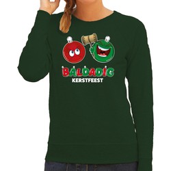 Bellatio Decorations foute Kersttrui/sweater voor dames - baldadig kerstfeest - groen - ontdeugend S - kerst truien