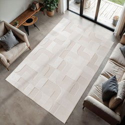 Binnen & Buiten vloerkleed - Zora Geo Shapes - Creme - 80x150 cm
