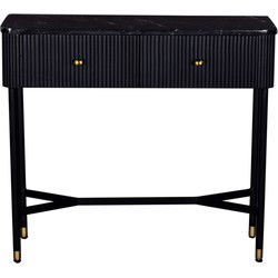 Sidetable Zwart Met Marmer - Japandi Style - 90x33x80cm - Giga Meubel