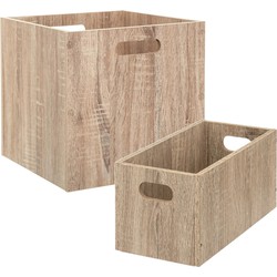 Set van 2x stuks opbergmanden/kastmanden 7 en 29 liter naturel van hout 31 cm - Opbergkisten