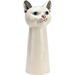 Vaas Kat Hoofd van Keramiek, Wit (B/H/D) 15x28x11cm