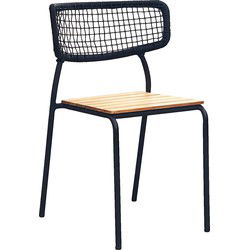 Eetkamerstoel Teak Naturel/Zwart - Zithoogte 45cm - Nashville - Set van 4