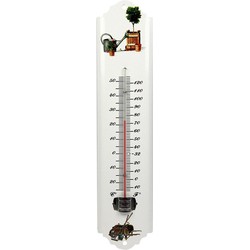 Buiten Thermometer - Metaal - 30 cm - Wit - Tuin / Terras - Buitenthermometers