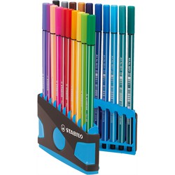 Stabilo STABILO Pen 68 - premium viltstift - ColorParade - antraciet/licht blauw - met 20 kleuren