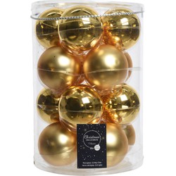 Decoris glazen kerstballen 16x stuks goud 8 cm mat/glans - Kerstbal