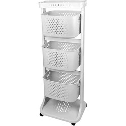 Concorde Keuken/badkamer opberg trolley/roltafel - 3 manden/plateau - 44 x 33 x 112 cm - grijs - Opberg trolley