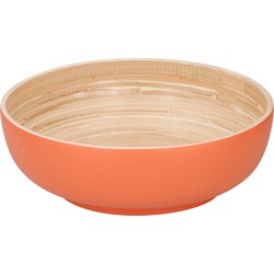 Bamboehouten fruitschaal oranje 25 cm - Serveerschalen