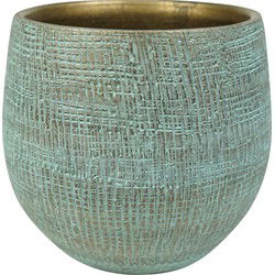 Steege Plantenpot - moderne look - shiny blauw - 22 x 20 cm - keramiek - Plantenpotten