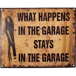 Clayre & Eef Tekstbord  25x20 cm Bruin Ijzer Garage Wandbord