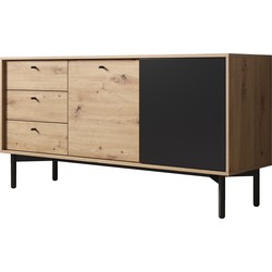 Meubella Dressoir Fiona - Eiken - Zwart - 151 cm