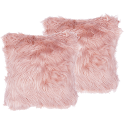 LUBHA  - Sierkussen set van 2 - Roze - 42 x 42 cm - Polyester