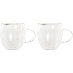 Items koffieglazen/theeglazen dubbelwandig - set 2x - cappuccino glazen - 250 ml - Koffie- en theeglazen