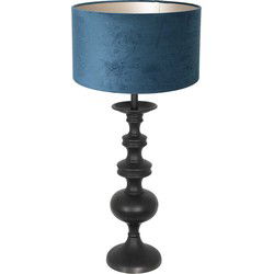 Anne Lighting - tafellamp - Lyons - zwart - hout velours stof - Ø 40cm - E27 - 3488ZW