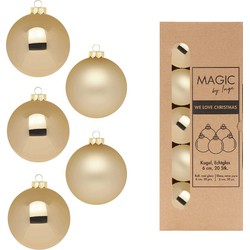 Kerstballen van glas - 20x - brokaat goud- 6 cm -milieubewust verpakt - Kerstbal