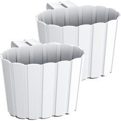 Prosperplast Muur plantenpot hangend - 2x - 29 x 21 x 13 cm - wit - Plantenbakken