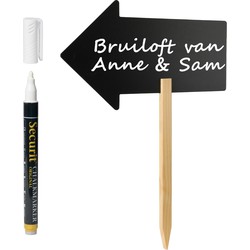 Bruiloft/ feest wegwijzer bord/pijl incl. witte krijtstift - H54 cm - Krijtborden