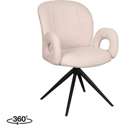 LABEL51 Eetkamerstoel Neo - Naturel - Boucle - Black Frame