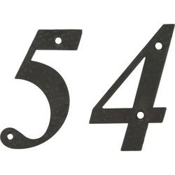 AMIG Huisnummer 54 - massief gesmeed staal - 10cm - incl. bijpassende schroeven - zwart - Huisnummers